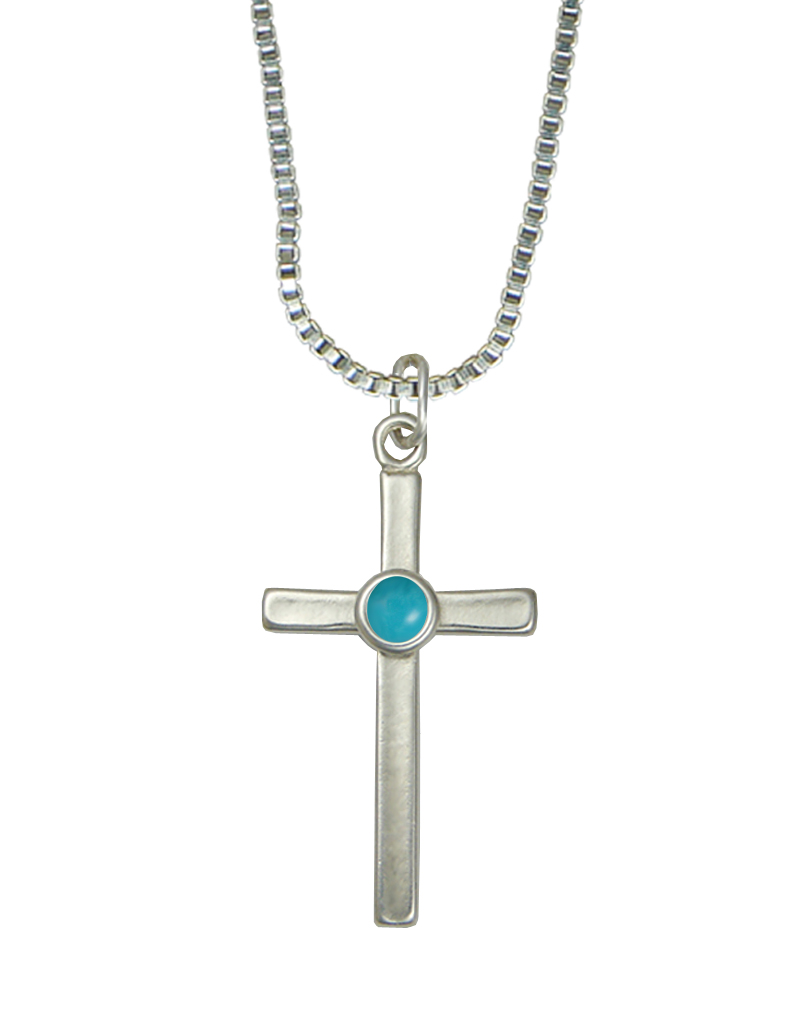 Sterling Silver Cross Pendant With Turquoise
